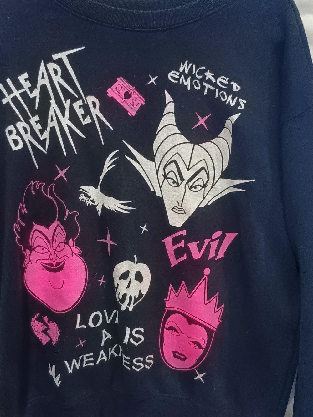 Women’s Black Graphic Evil Villains Sweatshirt - Pink & White Print